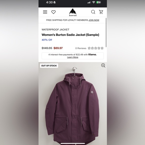 Women’s Burton Sadie Snowboard Jacket XS - Picture 4 of 4